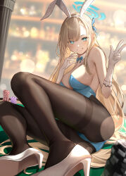 Rule 34 | 1girl, absurdres, asuna (blue archive), blue archive, blue eyes, breasts, dampi, gloves, highres, large breasts, leotard, light brown hair, long hair, looking at viewer, playboy bunny, solo, white gloves