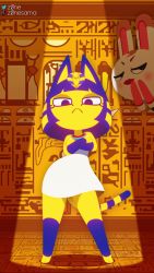Rule 34 | 3girls, :&lt;, abstract background, absurdres, animal crossing, animal ears, animal hands, animated, ankha (animal crossing), ankha zone (meme), audible music, blonde hair, blue hair, bonbon (animal crossing), cat ears, cat girl, cat tail, clapping, constellation, crossed arms, dancing, dress, egyptian, egyptian clothes, frown, furry, glowing, glowing eyes, hieroglyphics, highres, looking at viewer, multiple girls, nintendo, panties, pantyshot, pawpads, rabbit ears, rabbit girl, short dress, sky, sound, star (sky), starry sky, tail, tiffany (animal crossing), underwear, upskirt, video, white panties, zone (artist)