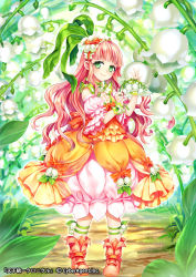 Rule 34 | 1girl, bad id, bad pixiv id, character request, detached sleeves, field, flower, flower field, frills, green eyes, hairband, lolita fashion, lolita hairband, long hair, looking at viewer, official art, pink hair, renta (deja-vu), smile, solo, tenka touitsu chronicle