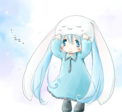 Rule 34 | animal hat, fujie, hat, hatsune miku, long hair, solo, toeto (vocaloid), twintails, very long hair, vocaloid