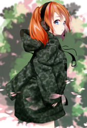 Rule 34 | 1girl, absurdres, blue eyes, brown hair, flower, highres, irodori mayoi, long hair, looking at viewer, military, military uniform, open mouth, rascala39, ribbon, shirt, shrims, simple background, smile, solo, standing, straight hair, uniform, virtual youtuber