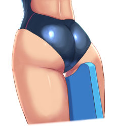 Rule 34 | 1girl, ass, ass focus, black one-piece swimsuit, competition swimsuit, cropped legs, crotch seam, from behind, kickboard, mayomaru1, one-piece swimsuit, original, out of frame, simple background, solo, swimsuit, thighs, white background