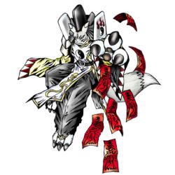 Rule 34 | claws, digimon, digimon (creature), onmyouji, simple background, solo, taomon (silver), white background, yin yang