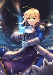 Rule 34 | 1girl, absurdres, ahoge, armor, armored dress, artoria pendragon (all), artoria pendragon (fate), blonde hair, fate/stay night, fate (series), greaves, green eyes, highres, ks (xephyrks), saber (fate), solo, type-moon