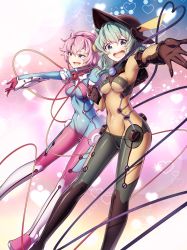 Rule 34 | 2girls, :d, adapted costume, artist request, bodysuit, breasts, check artist, cluseller, commentary request, commission, cosplay, evangelion: 2.0 you can (not) advance, gensou shoujo taisen, green eyes, green hair, hairband, half-closed eyes, hat, highres, holding hands, impossible bodysuit, impossible clothes, komeiji koishi, komeiji satori, looking at viewer, medium breasts, medium hair, multiple girls, neon genesis evangelion, open mouth, pilot suit, pink eyes, pink hair, plugsuit, rebuild of evangelion, second-party source, see-through, see-through bodysuit, shiny clothes, siblings, sisters, skin tight, smile, super robot wars, super robot wars original generation, teeth, test plugsuit, third eye, touhou, upper teeth only, wide hips