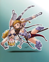 Rule 34 | 00s, 2girls, :p, absurdres, armor, ass, ass grab, belt, blonde hair, blue eyes, blush, breasts, buckle, burning hammer, captain of the royal guard elina, carrying, cleavage, disgust, earrings, elina (queen&#039;s blade), elina (queen's blade), exiled warrior leina, full body, gloves, hair ornament, highres, hisayuki hirokazu, jewelry, large breasts, leina (queen&#039;s blade), leina (queen's blade), long hair, looking at viewer, multiple girls, official art, open mouth, queen&#039;s blade, revealing clothes, scan, short hair, siblings, sideboob, sisters, sword, tongue, tongue out, weapon, wide hips, wrestling