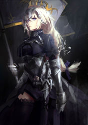 Rule 34 | absurdres, armor, armored dress, blonde hair, blue eyes, braid, breasts, cell (acorecell), fate/grand order, fate (series), flag, gauntlets, headpiece, highres, jeanne d&#039;arc (fate), jeanne d&#039;arc (ruler) (fate), large breasts, long hair, single braid, solo