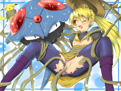 Rule 34 | 1girl, ass, bestiality, blonde hair, blush, boots, breasts, censored, china dress, chinese clothes, clothing aside, creatures (company), dress, fishing rod, flat chest, game freak, gen 1 pokemon, hat, unworn hat, unworn headwear, holding legs, long hair, nintendo, nipples, no bra, one eye closed, open mouth, panties, panties aside, pikachu, pokemon, pokemon (creature), pokemon adventures, pokephilia, ponytail, pussy, rape, spread legs, squid, straw hat, tears, tentacles, tentacruel, torn clothes, underwear, wet, wink, x x, yellow (pokemon), yellow eyes