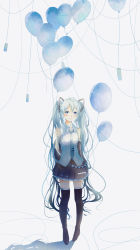 Rule 34 | 1girl, absurdres, aqua eyes, aqua hair, aqua necktie, bad id, bad pixiv id, balloon, bare shoulders, black skirt, black sleeves, black thighhighs, blush, boots, commentary, detached sleeves, english commentary, full body, hair ornament, hand up, hatsune miku, highres, holding, holding balloon, long hair, looking at viewer, necktie, paper, shadow, shirt, skirt, sleeveless, sleeveless shirt, smile, solo, standing, string, thigh boots, thighhighs, twintails, very long hair, vocaloid, white background, white shirt, youxiaomo, zettai ryouiki
