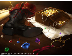 Rule 34 | boots, gem, gold, jane mere, jewelry, key, necklace, no humans, original, pearl necklace, scenery, shoes, still life, treasure