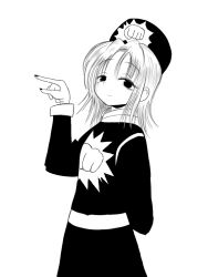 Rule 34 | 1girl, black eyes, commentary request, hat, hunter x hunter, medium hair, nail polish, official style, pointing, sidelocks, simple background, smile, solo, white background, zero hero