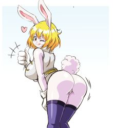 Rule 34 | +++, 1girl, animal nose, ass, body fur, boku no hero academia, breasts, carrot (one piece), cleavage, cosplay, from side, furry, furry female, highres, huge breasts, large breasts, lewdamone, long hair, mirko, mirko (cosplay), one piece, rabbit, rabbit ears, rabbit girl, rabbit tail, silver hair, smile, solo, tail, thighhighs