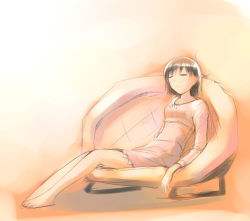 Rule 34 | 1girl, barefoot, couch, closed eyes, feet, ikeda jun (mizutamari), original, sitting, sketch, sleeping, solo, toes, white upholstery