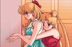 2girls aino_minako animated animated_gif bishoujo_senshi_sailor_moon lowres mermaid_(artist) multiple_girls non-web_source sailor_moon tsukino_usagi