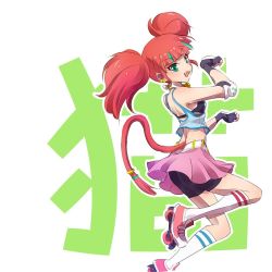 Rule 34 | 1girl, cat tail, commentary, earrings, iesupa, jewelry, neon katt, roller skates, rwby, shorts, skates, solo, tail