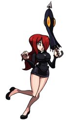 Rule 34 | 1girl, breasts, hair over one eye, large breasts, long hair, official art, parasoul (skullgirls), red hair, skullgirls, solo