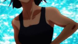 Rule 34 | animated, animated gif, breast slip, breasts, censored, convenient censoring, large breasts, maria holic, miyamae kanako, one breast out, school swimsuit, screencap, swimsuit