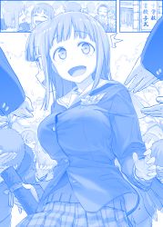 Rule 34 | 6+boys, 6+girls, ^^^, ai-chan&#039;s sister (tawawa), blazer, blue theme, bowing, breasts, comic, commentary, diploma, flower, getsuyoubi no tawawa, graduation, himura kiseki, jacket, monochrome, multiple boys, multiple girls, open mouth, outstretched arm, presenting, school uniform, silent comic, skirt, surprised, wide-eyed