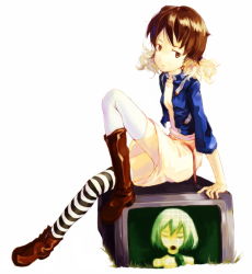Rule 34 | boots, myu, original, solo, striped, tagme, television, thighhighs