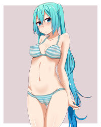 Rule 34 | 1girl, aqua eyes, aqua hair, bad id, bad pixiv id, blush, bodypaint, bra, breasts, clitoris, completely nude, hatsune miku, highres, jack dempa, long hair, medium breasts, naked paint, navel, nipples, nude, painted clothes, panties, pussy, solo, striped bra, striped clothes, striped panties, sweat, twintails, uncensored, underwear, very long hair, vocaloid