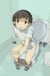 Rule 34 | androgynous, bad id, bad pixiv id, caught, covering privates, embarrassed, female masturbation, foreshortening, gender request, keisan, masturbation, no panties, short hair, sketch, solo, tears, toilet, toilet use, walk-in