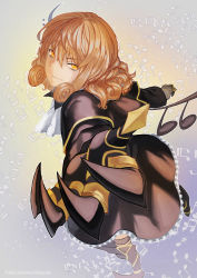 Rule 34 | 1girl, armor, blonde hair, claws, deras, fallecimiento melodia, frills, gauntlets, gothic lolita, greaves, highres, lolita fashion, looking at viewer, musical note, original, perspective, solo, yellow eyes