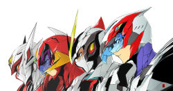 Rule 34 | 4boys, blue eyes, casshern (series), character request, closed mouth, copyright request, gatchaman, harymachinegun, hatching (texture), helmet, male focus, mask, multiple boys, parted lips, portrait, robot hunter casshern, simple background, smile, tatsunoko pro, white background
