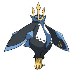 Rule 34 | bird, blue eyes, closed mouth, creatures (company), empoleon, full body, game freak, gen 4 pokemon, highres, looking at viewer, muu (mumumer), nintendo, no humans, penguin, pokemon, pokemon (creature), simple background, solo, spikes, white background