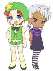 Rule 34 | 1boy, 1girl, bad id, bad pixiv id, blue eyes, child, crossover, dark skin, esaka, gender request, genderswap, hat, hong meiling, if they mated, krizalid, m.u.g.e.n, pantyhose, red hair, short hair, silver hair, snk, the king of fighters, touhou, aged down
