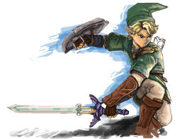 Rule 34 | 1boy, bad id, bad pixiv id, blonde hair, blue eyes, gloves, hat, holding, holding sword, holding weapon, hylian shield, ikumiplus, link, male focus, nintendo, pointy ears, shield, sketch, solo, sword, the legend of zelda, the legend of zelda: twilight princess, weapon