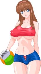 Rule 34 | 1girl, ball, breasts, dead or alive, covered erect nipples, hitomi (doa), huge breasts, looking at viewer, lowres, pixel art, warner