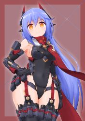 Rule 34 | 1girl, android, bare shoulders, blue hair, breasts, elbow gloves, gem, gloves, hair ornament, headpiece, highres, long hair, looking at viewer, medium breasts, nintendo, paskmel, poppi (xenoblade), poppi qtpi (xenoblade), purple hair, sideboob, smile, solo, spoilers, thighs, very long hair, xenoblade chronicles (series), xenoblade chronicles 2, yellow eyes