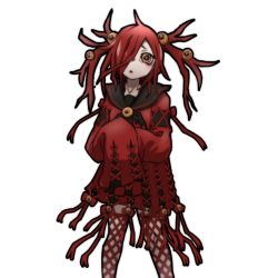 Rule 34 | 1girl, blush, brooch, cross-laced clothes, cross-laced dress, cross-laced sleeves, detached sleeves, dress, eyeball, eyeball hair ornament, fishnet thighhighs, fishnets, hair over one eye, huyusaki taiga, jewelry, lobotomy corporation, long hair, neck ribbon, open mouth, personification, project moon, red hair, ribbon, sailor dress, sleeves past fingers, sleeves past wrists, solo, the burrowing heaven, thighhighs, twintails, yellow eyes