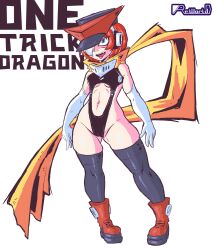 Rule 34 | 1girl, digimon, female focus, hat, headphones, highres, personification, scarf, shoutmon, solo