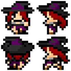 Rule 34 | 1girl, bad id, bad pixiv id, breasts, character sheet, dragon&#039;s crown, female focus, final fantasy, final fantasy iv, hat, long hair, lowres, parody, pixel art, red hair, simple background, solo, sorceress (dragon&#039;s crown), style parody, vanillaware, white background, witch hat
