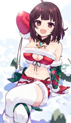 Rule 34 | 1girl, :d, ahoge, arm behind head, arm support, arm up, atelier (series), atelier sophie, black panties, bow, braid, breasts, brown eyes, brown hair, cleavage, cleavage cutout, clothing cutout, commentary request, crossed legs, elbow gloves, fang, feet out of frame, fur-trimmed gloves, fur-trimmed shorts, fur trim, gloves, green bow, highleg, highleg panties, highres, medium breasts, navel, open mouth, panties, red gloves, red shorts, ryuuno6, short shorts, shorts, smile, snow, solo, sophie neuenmuller, thighhighs, underwear, white thighhighs