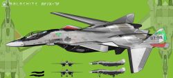 Rule 34 | aircraft, airplane, commentary request, fighter jet, green background, highres, hitomoji momotarou, jet, military, military vehicle, multiple views, no humans, original, simple background, vehicle focus