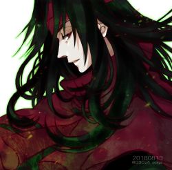 Rule 34 | 1boy, 39cva, black hair, cloak, final fantasy, final fantasy vii, headband, long hair, looking at viewer, looking to the side, messy hair, pale skin, red cloak, red eyes, red headband, square enix, vincent valentine