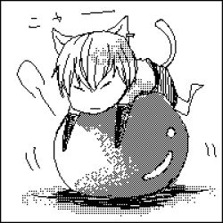 Rule 34 | 1boy, aliasing, animal ears, ball, cat ears, galerians, lowres, monochrome, rion (galerians), short hair, simple background, white background