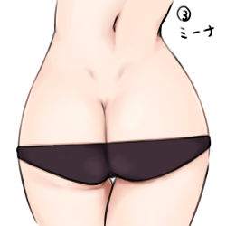 Rule 34 | 1girl, ass, ass focus, black panties, butt crack, dimples of venus, highres, isosceles triangle (xyzxyzxyz), minna-dietlinde wilcke, monochrome background, panties, simple background, solo, strike witches, thigh gap, underwear, white background, world witches series