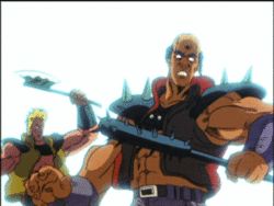 Rule 34 | animated, animated gif, explode, hokuto no ken, lowres, male focus, manly, muscular, retro artstyle, thug