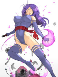 Rule 34 | 10s, 1girl, animification, ass, bad id, bad pixiv id, bare shoulders, breasts, elbow gloves, gloves, highleg, highleg leotard, holding, holding sword, holding weapon, katana, large breasts, legs, leotard, long legs, marvel, psylocke, purple hair, purple thighhighs, solo, sword, take no ko (dodon), thighhighs, thighs, weapon, wide hips, x-men