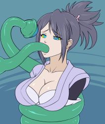 Rule 34 | 10s, 1girl, 1other, animated, animated gif, bandai, bdsm, blue eyes, bondage, bound, bound torso, breasts, cheek bulge, cleavage, coiled, collarbone, domination, drinking, eye contact, feeding, female focus, force-feeding, forced, fujibayashi sheena, green background, green eyes, highres, hypno eyes, hypnosis, japanese clothes, kimono, large breasts, long hair, looking at another, looping animation, mind control, monster, multicolored background, multicolored eyes, namco, oral, pumping, purple eyes, purple hair, ringed eyes, sexually suggestive, short hair, solo focus, submission, swallowing, tales of (series), tales of symphonia, tentacle sex, tentacles, throat bulge, zelamir