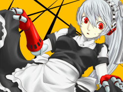 Rule 34 | android, apron, aqua hair, atlus, blue hair, kamui sathi, labrys (persona), maid, maid apron, persona, persona 4, persona 4: the ultimate in mayonaka arena, ponytail, red eyes, solo