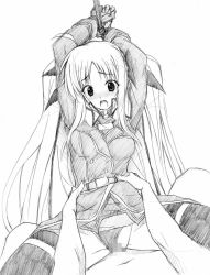 Rule 34 | 00s, 1girl, bdsm, blonde hair, bondage, bound, bound wrists, censored, fate testarossa, graphite (medium), greyscale, highres, long hair, lyrical nanoha, mahou shoujo lyrical nanoha, mahou shoujo lyrical nanoha strikers, monochrome, oppai kenmin, restrained, rope, sex, solo focus, tears, thighhighs, traditional media, vaginal
