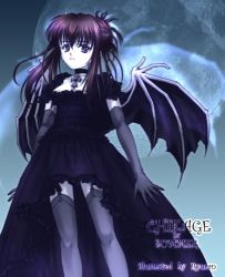 Rule 34 | 00s, 1girl, artist name, character name, chikage (sister princess), choker, cross, elbow gloves, female focus, garter straps, gloves, goth fashion, lowres, sister princess, solo, thighhighs, wings
