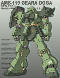 Rule 34 | char&#039;s counterattack, character name, clenched hands, concept art, emblem, english text, geara doga, gradient background, gundam, gundam unicorn, joy (cyber x heaven), machinery, mecha, mobile suit, neo zeon, no humans, one-eyed, robot, roundel, science fiction, shield, shoulder spikes, spikes, vernier thrusters