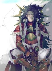 Rule 34 | 1boy, absurdres, armor, fire emblem, fire emblem fates, highres, japanese armor, japanese clothes, long hair, looking to the side, male focus, nintendo, red armor, ryoma (fire emblem), sou mei, spiked hair
