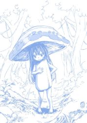 Rule 34 | 1girl, barefoot, fairy tail, female focus, forest, full body, grass, hat, long hair, looking at viewer, mashima hiro, nature, smile, solo, tree, wendy marvell