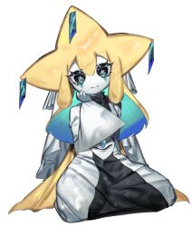 Rule 34 | black eyes, blonde hair, blue hair, creatures (company), facial mark, game freak, gen 3 pokemon, hand on own face, highres, horns, jirachi, legendary pokemon, long hair, looking at viewer, multicolored eyes, mythical pokemon, nintendo, pokemon, pokemon (creature), robe, smile, star-shaped pupils, star (symbol), symbol-shaped pupils, togetoge, turquoise eyes
